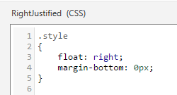 Picture showing Right-Justified CSS. 